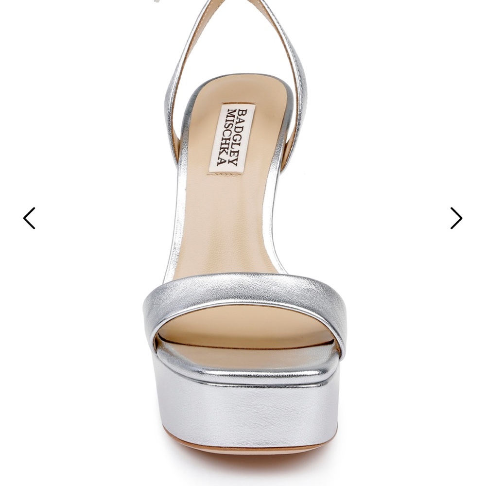 Badgley Mischka Silver Platform Caia with Heart-Shaped Buckle - Picture 2 of 7